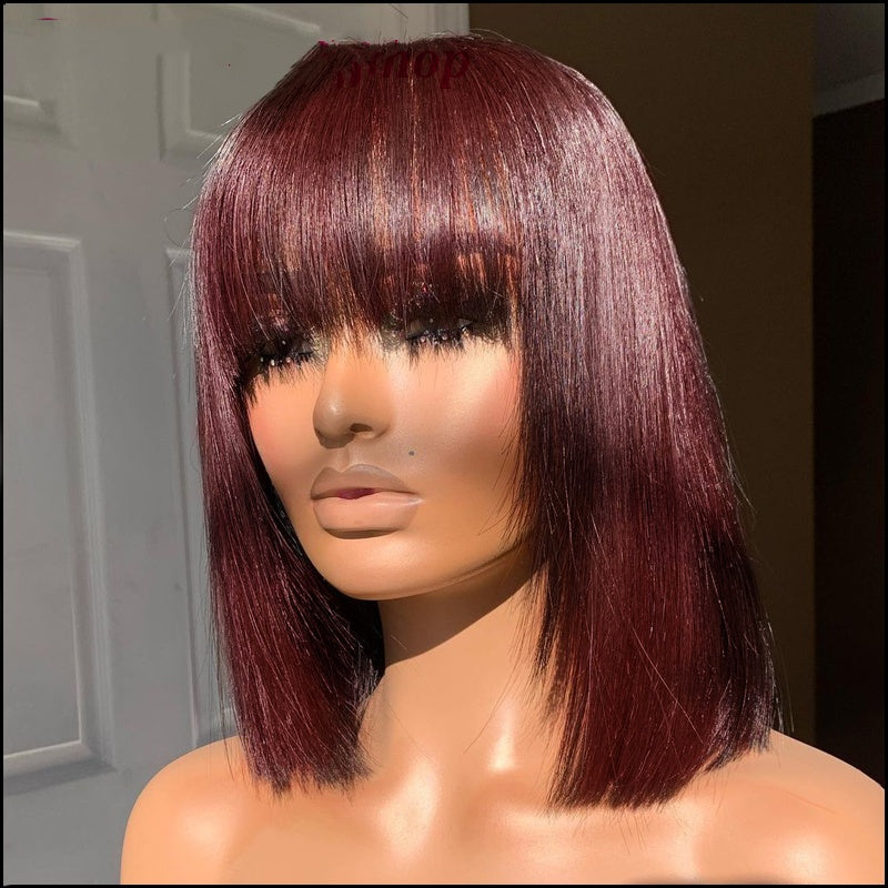 Bangs Short Hair Wig Breathable And Natural Everyday Style