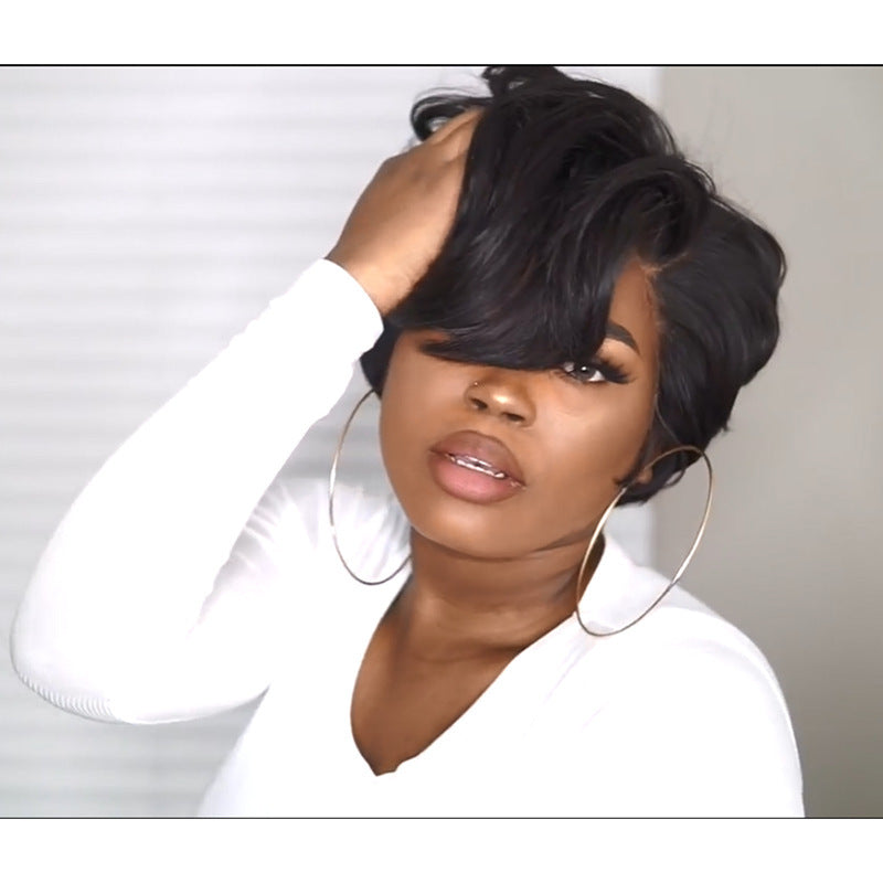 Black Bob Micro Curl Short Hair Wig For Everyday Wear