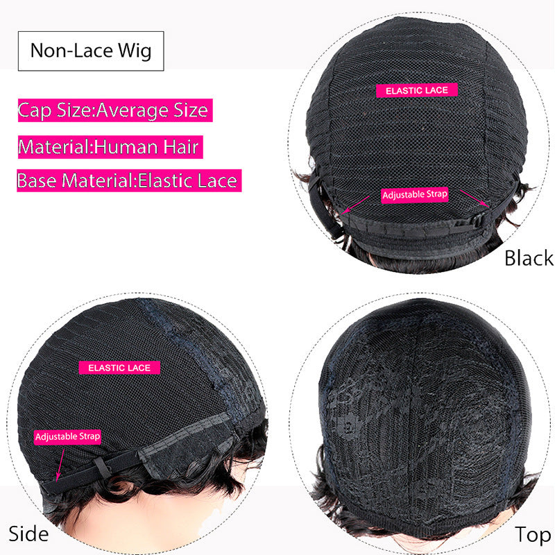 Women's Hand Cranked Real Hair Wavy Wig Headdress Deluxe