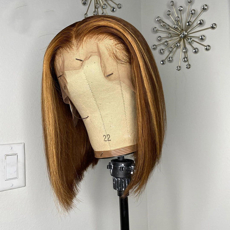 Shun Fat Headgear Highlight Straight Premium Real Hair Wig