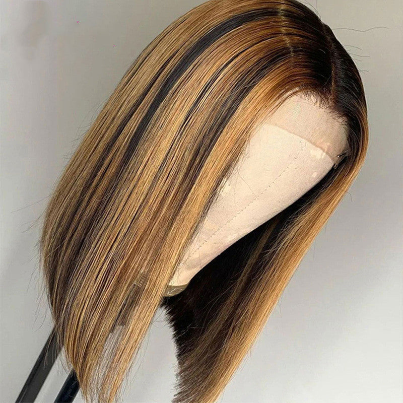 Shun Fat Headgear Highlight Straight Premium Real Hair Wig