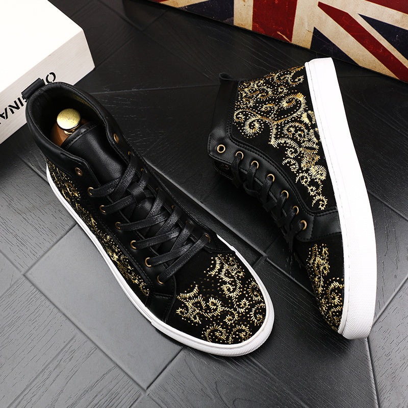 All Match High Top Sneakers Breathable Lace Up Embroidered