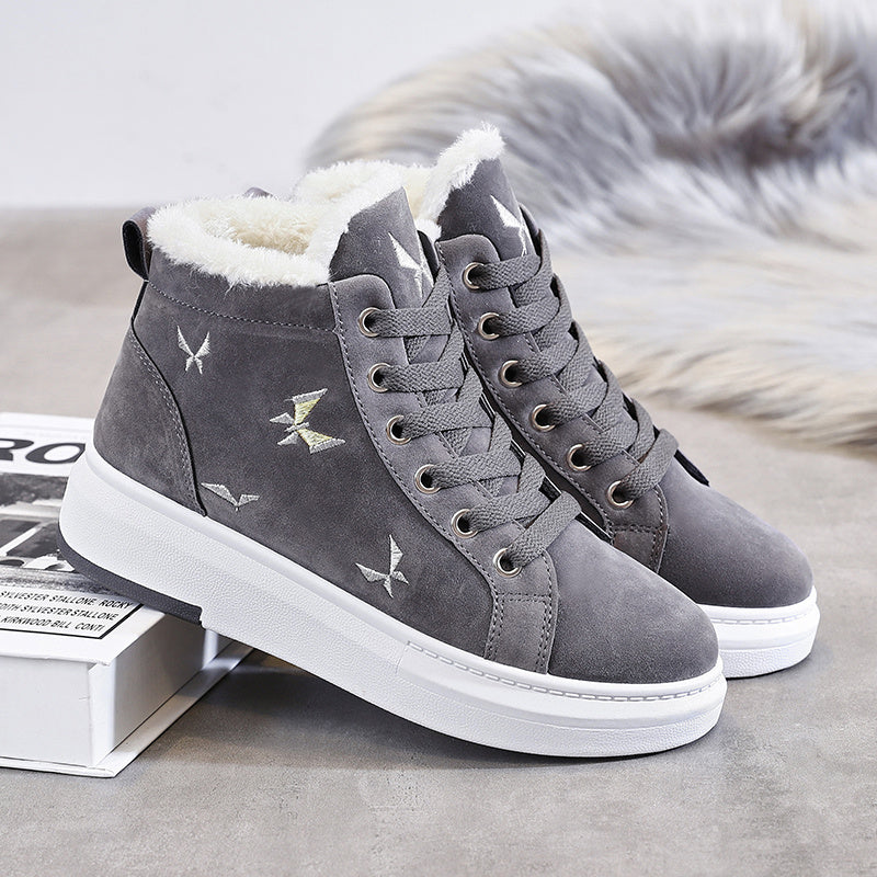 Velvet High Top Panel Sneakers For Women With Suede Upper