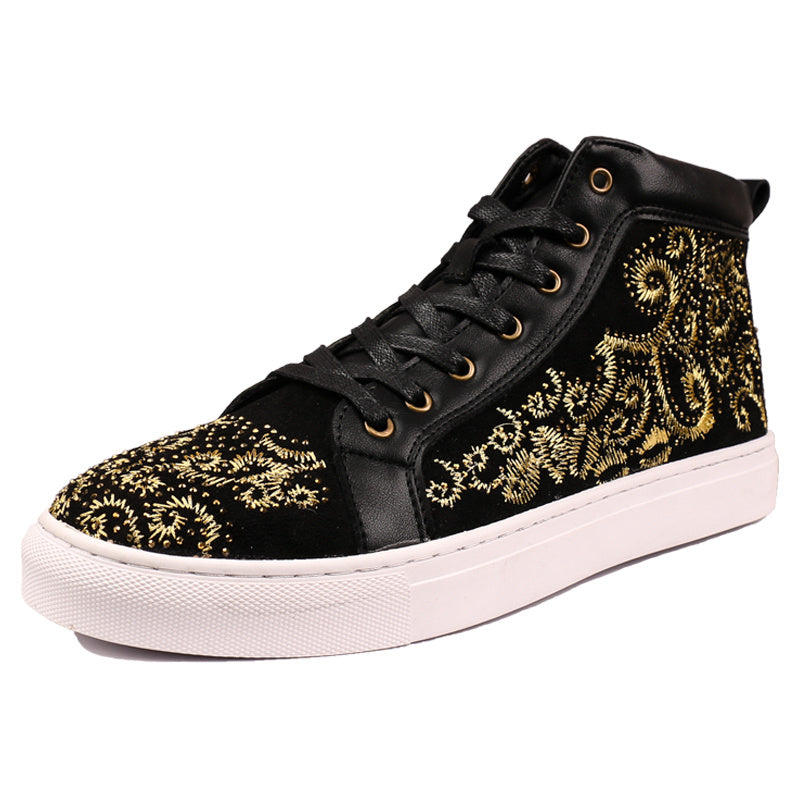 All Match High Top Sneakers Breathable Lace Up Embroidered