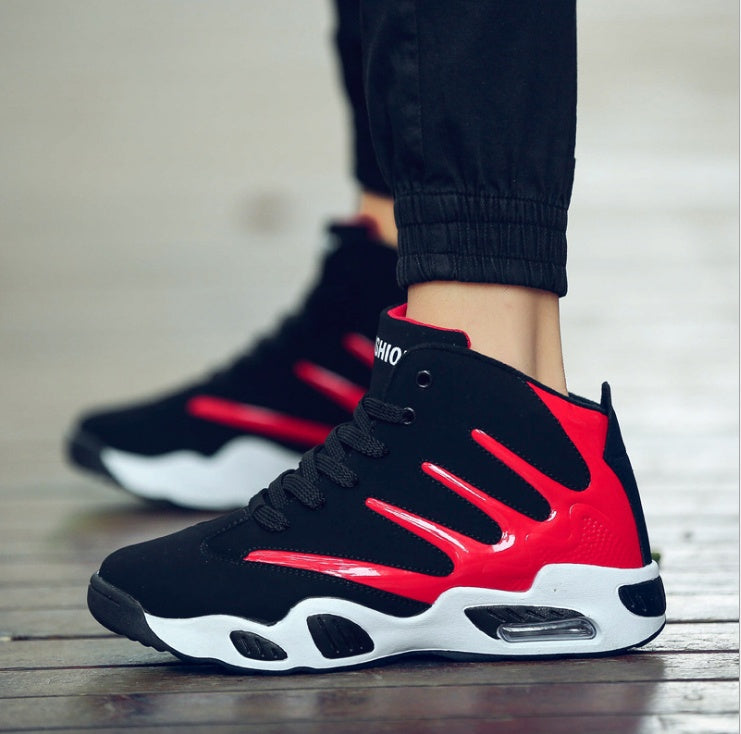 Mens Air Cushion Basketball Shoes High Top Wear Resistant