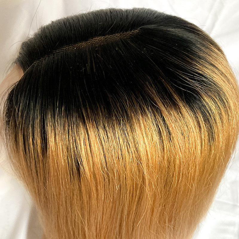 Color Bob Real Hair Headgear Wig For Natural Look Everyday