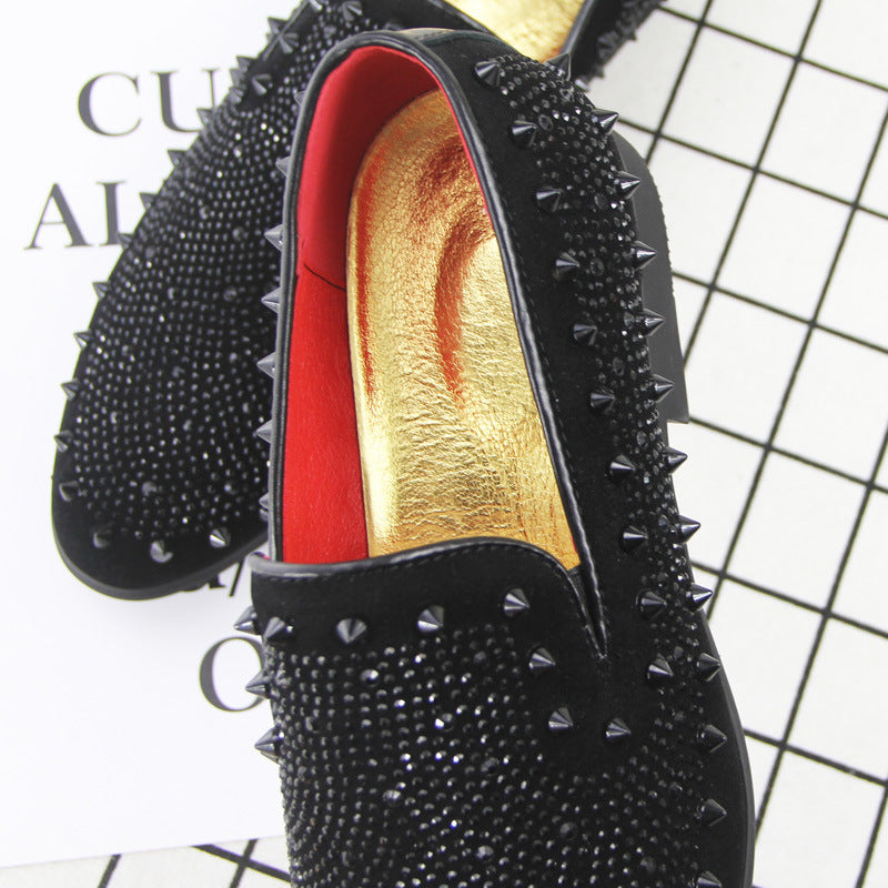 Men's Black Pointed Toe Loafers With Breathable Cloth Lining