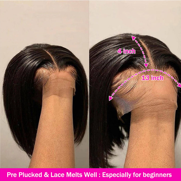 13x4 Lace Frontal Bob Straight Human Hair Wig Silk Texture