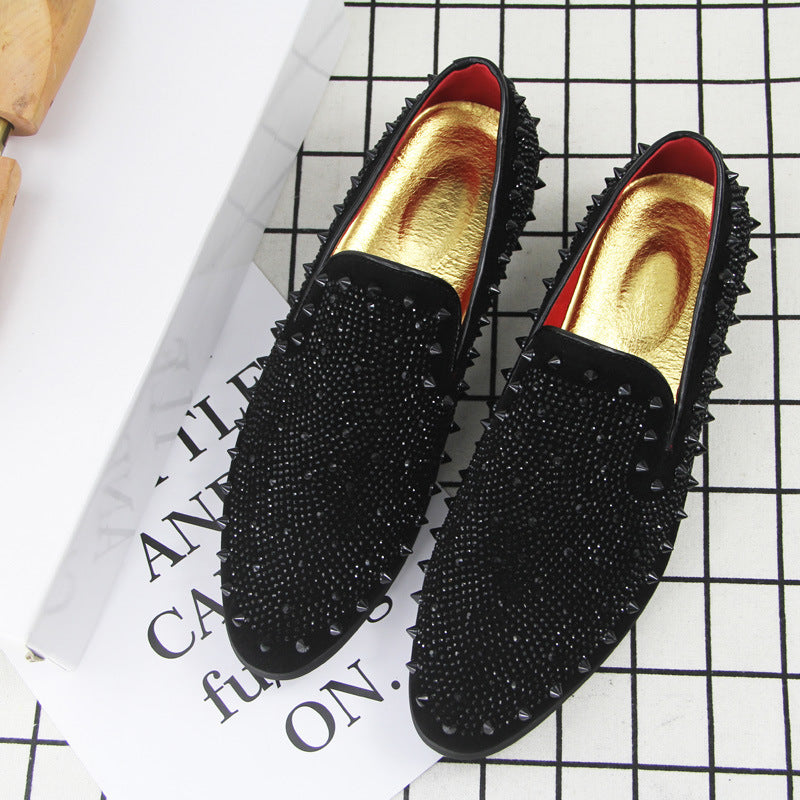 Men's Black Pointed Toe Loafers With Breathable Cloth Lining