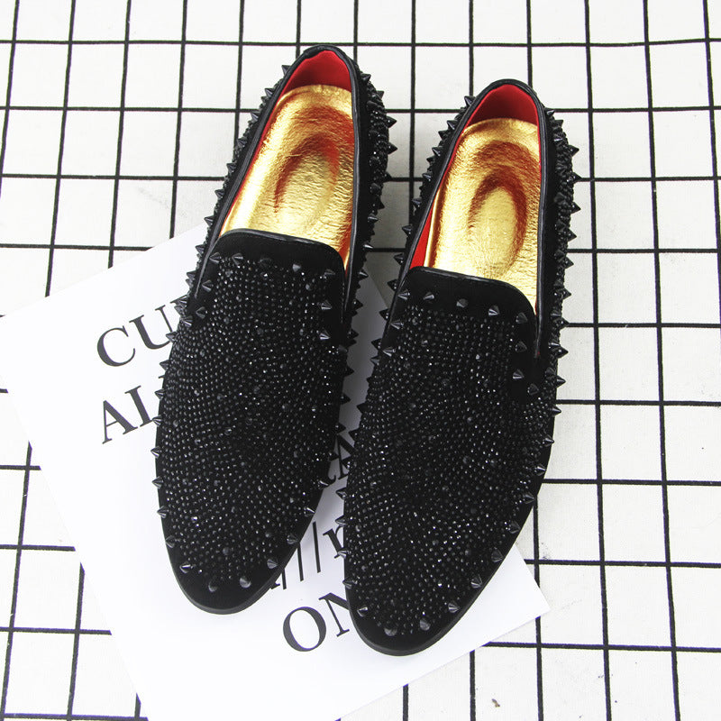 Men's Black Pointed Toe Loafers With Breathable Cloth Lining