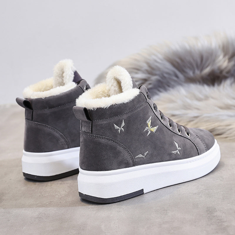 Velvet High Top Panel Sneakers For Women With Suede Upper
