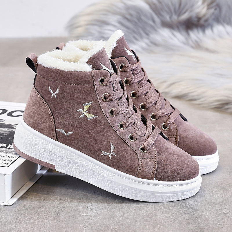 Velvet High Top Panel Sneakers For Women With Suede Upper