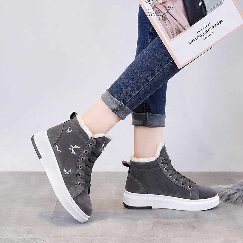 Velvet High Top Panel Sneakers For Women With Suede Upper