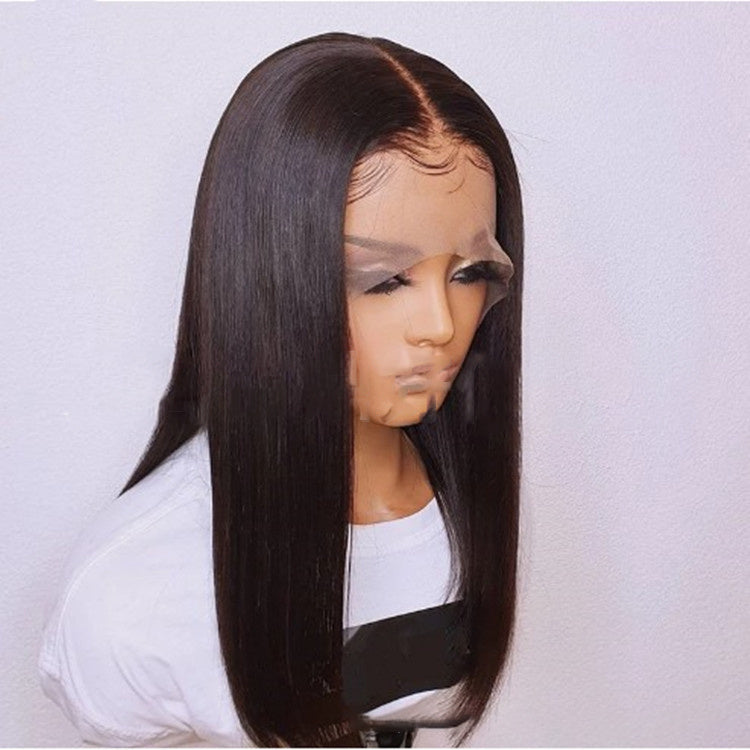 Women's Front Lace Wig Medium Long Straight Hair Silky Cap