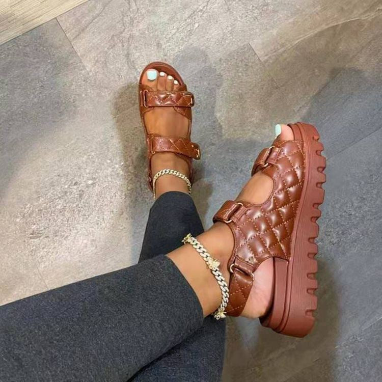 Womens Buckle Platform Roman Sandals European Summer