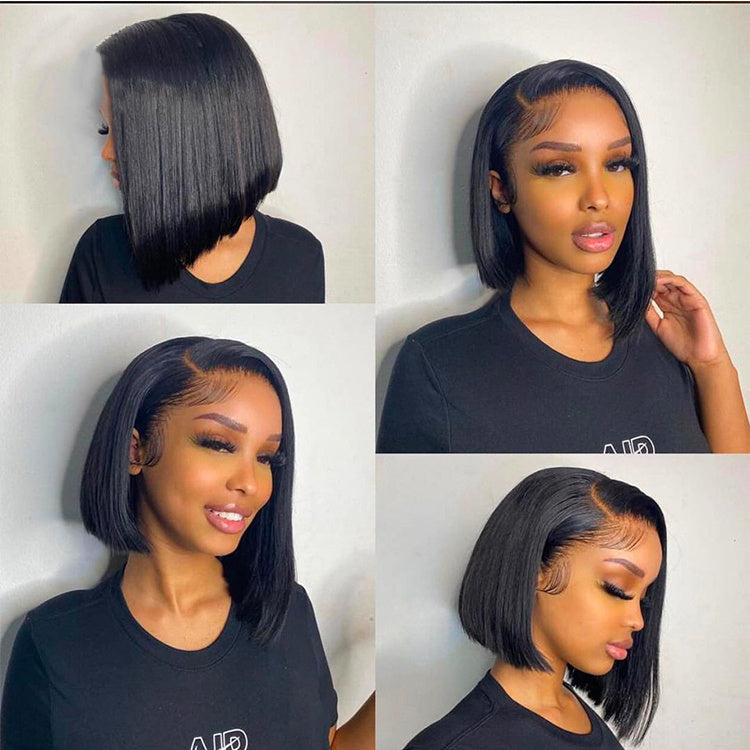 13x4 Lace Frontal Bob Straight Human Hair Wig Silk Texture