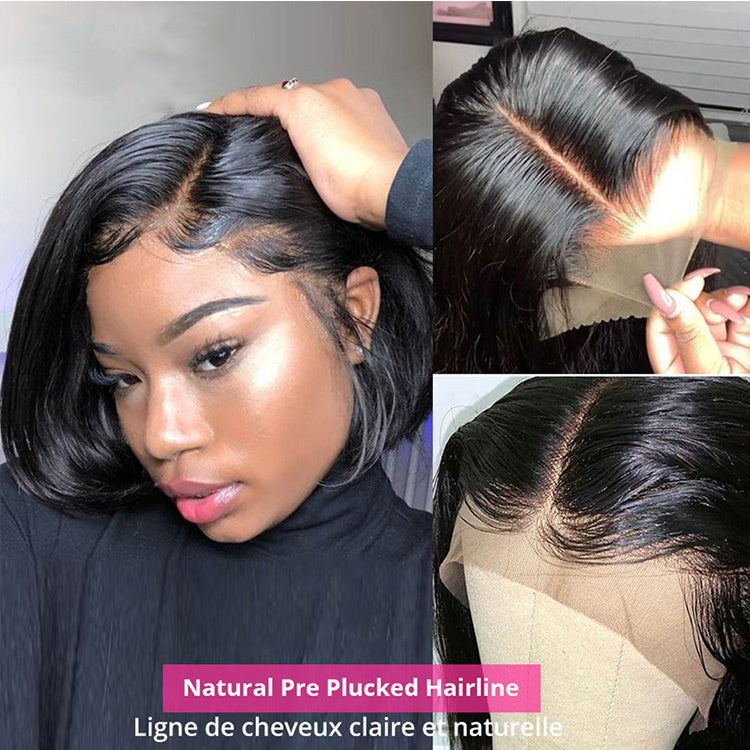 13x4 Lace Frontal Bob Straight Human Hair Wig Silk Texture
