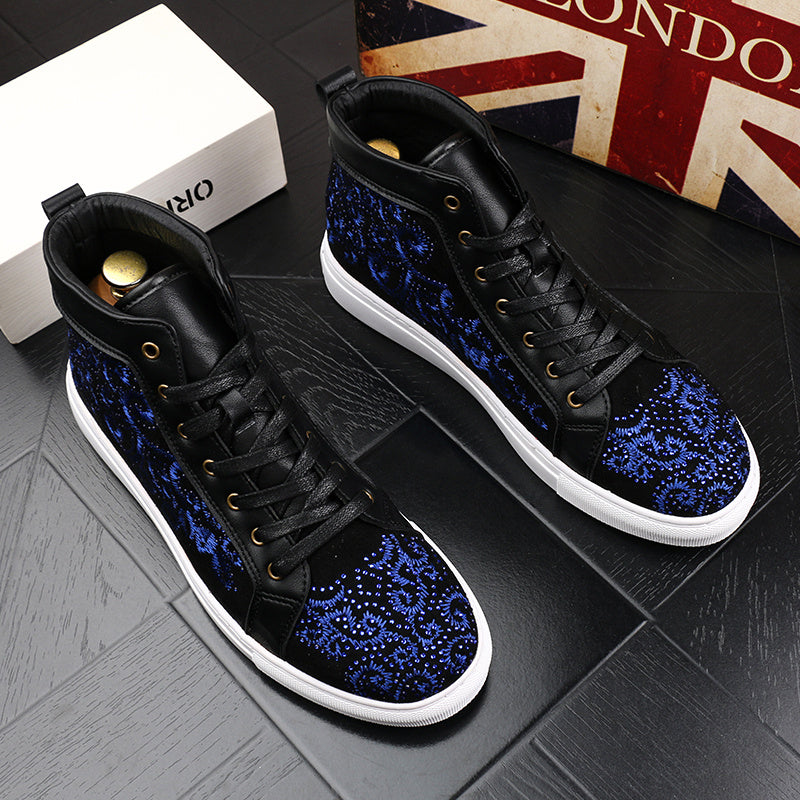 All Match High Top Sneakers Breathable Lace Up Embroidered