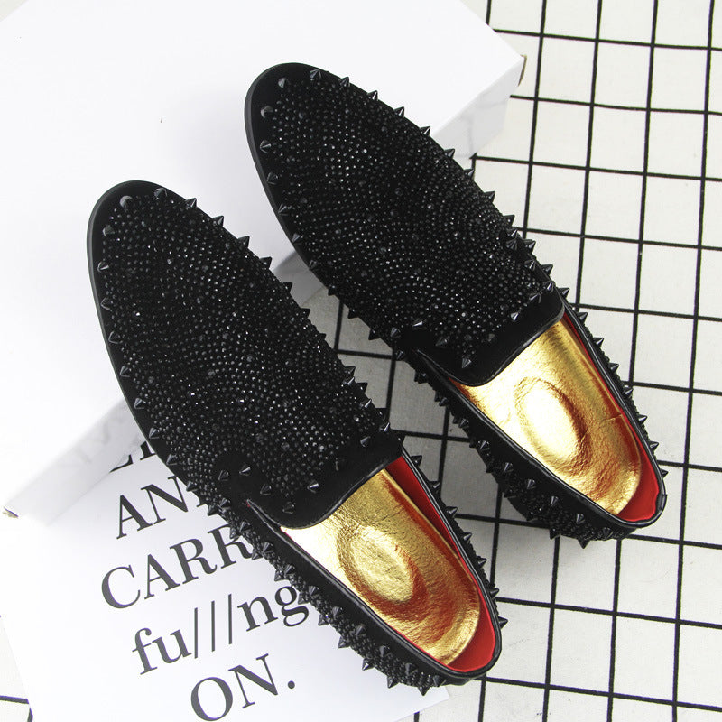 Men's Black Pointed Toe Loafers With Breathable Cloth Lining