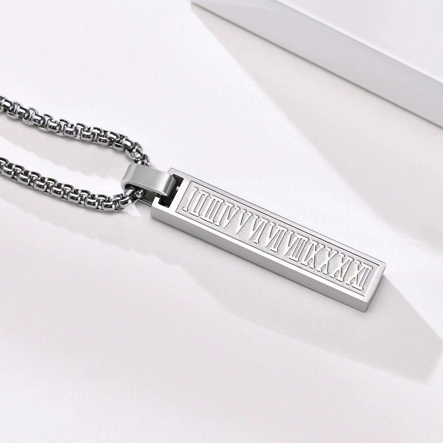 Stainless Steel Simple Roman Numeral Necklace