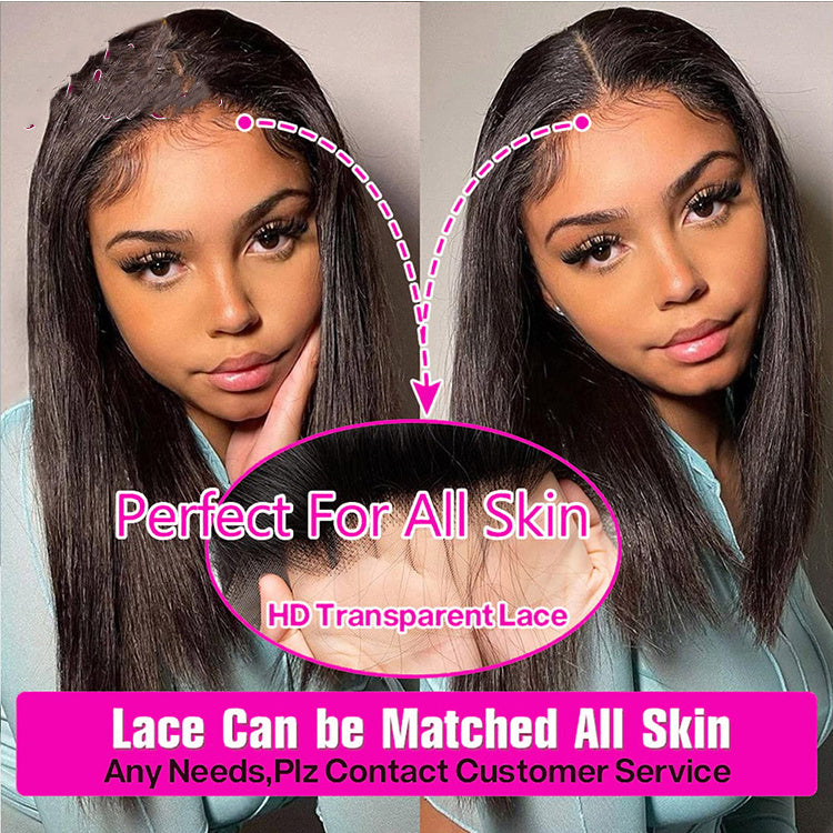 13x4 Lace Frontal Bob Straight Human Hair Wig Silk Texture
