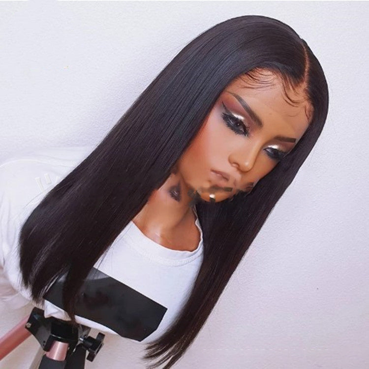 Women's Front Lace Wig Medium Long Straight Hair Silky Cap