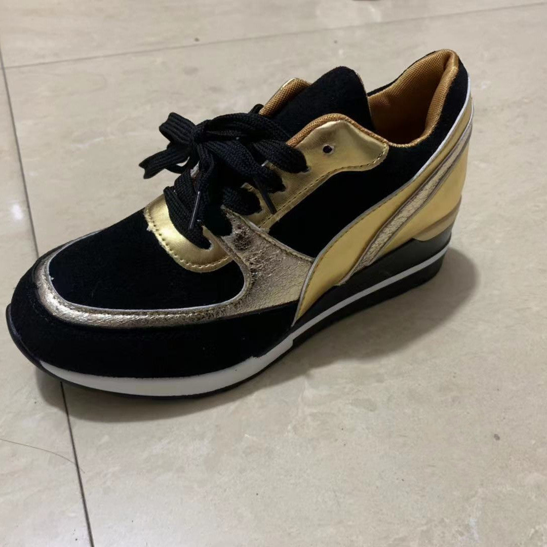 Womens Platform Colorblock Sequin Flat Casual Sneakers