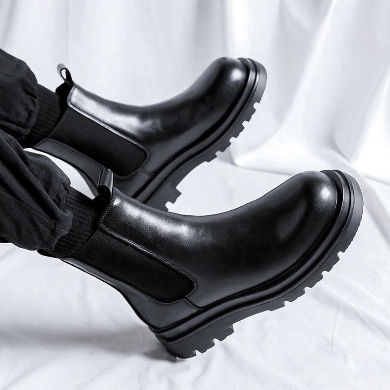 Chelsea Mens High Top Smoke Pipe Boots Black Rubber