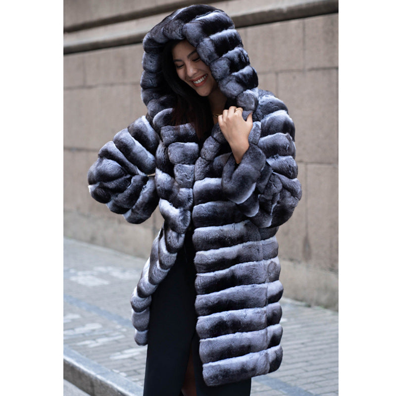 Casual Mid-length Warm Artificial Mink Hair Marten Overcoats