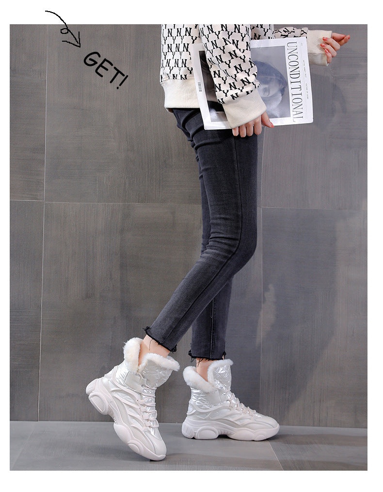 Cotton Boots With Fleece Winter Shoes
