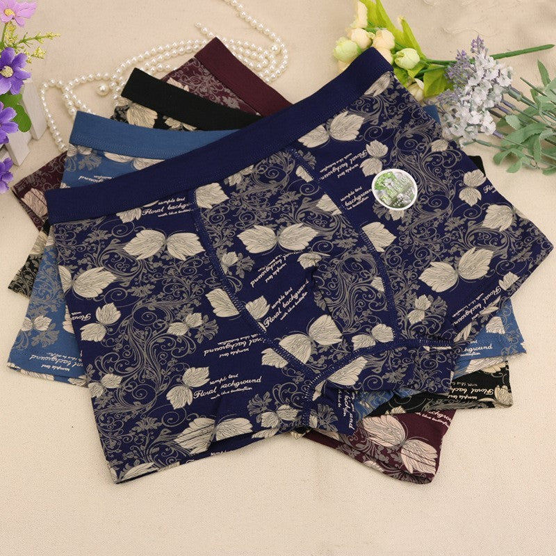 95 Percent Cotton Butterfly Print Mens Boxer Briefs
