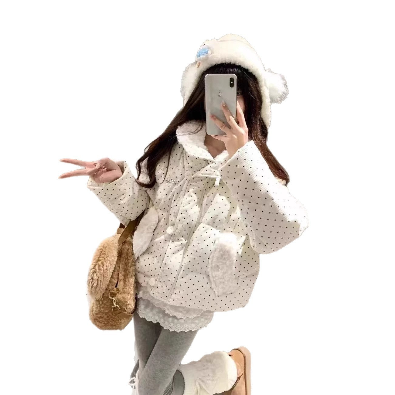 Thickened Warm And Age-reducing Fresh Sweet Stripes Cotton-padded Coat