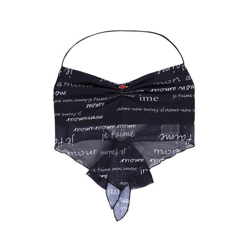 Instahot Mesh Perspective Halter Waistcoat For Women