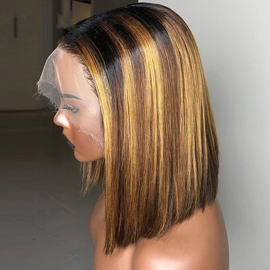 Shun Fat Headgear Highlight Straight Premium Real Hair Wig