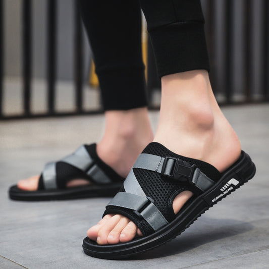Mens Breathable Casual Mesh Sandals Open Toe Shoes Black