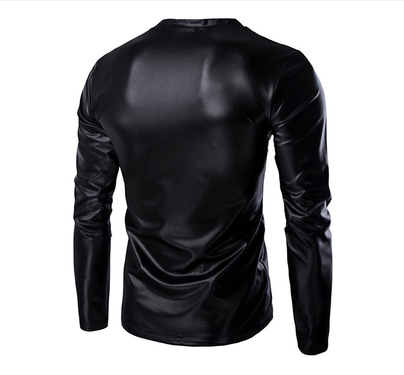 Night Club Trend Metallic Gold Tops Men Veste Homme Fashion V Neck Long Sleeve Lightweight Tees Baseball Bomber 115