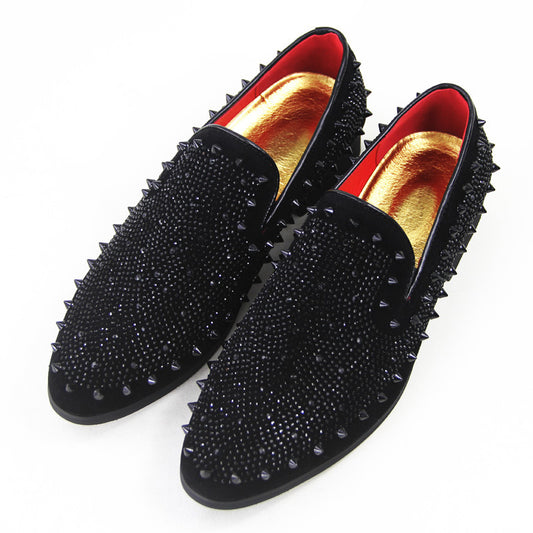 Men's Black Pointed Toe Loafers With Breathable Cloth Lining