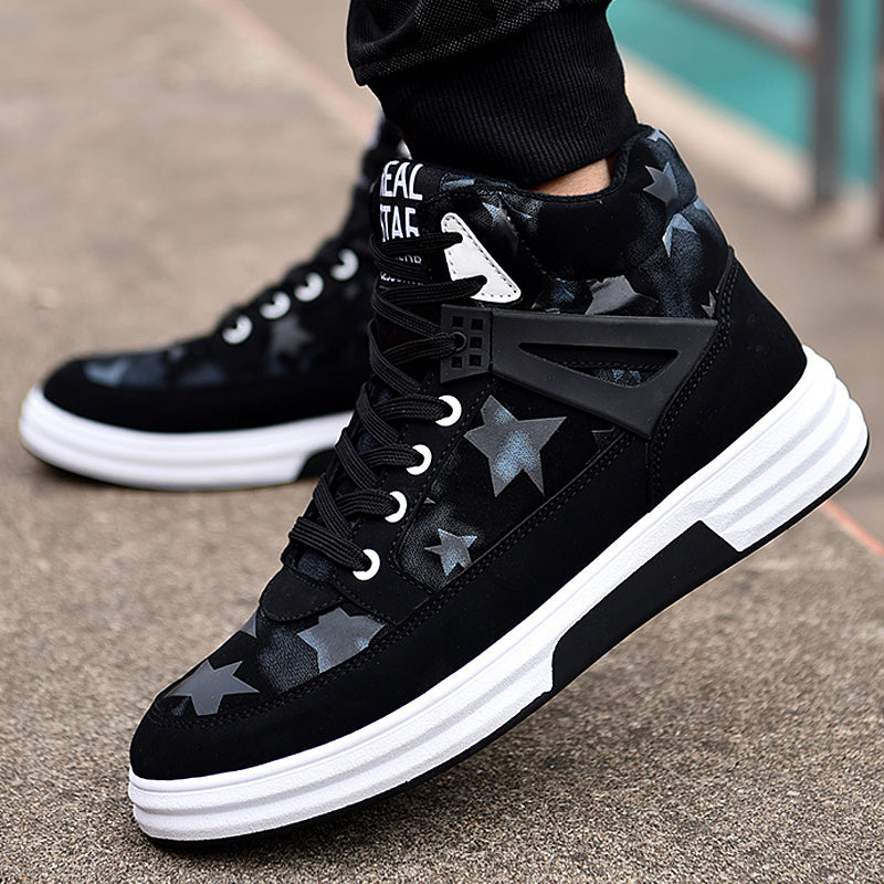 Casual Mens Fleece Lined Suede Sneakers Lace Up High Top
