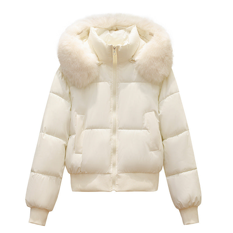 Big Fur Collar Hooded Thickened Warm And Loose Coat