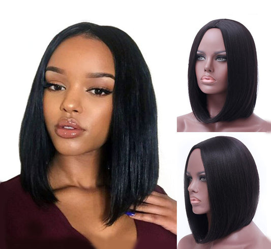 Mid Point Black Straight Hair Hood Women Natural Look
