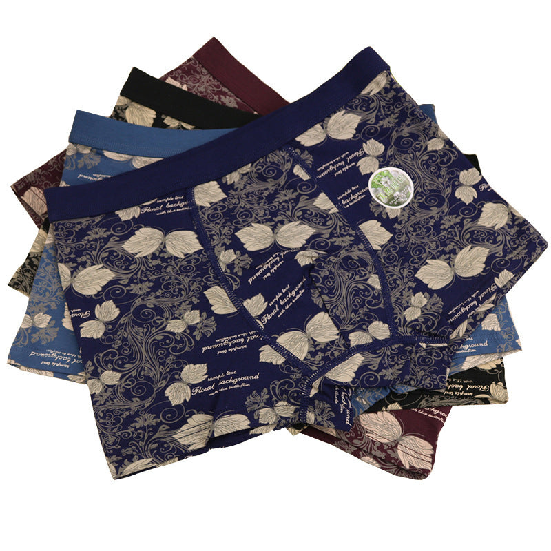 95 Percent Cotton Butterfly Print Mens Boxer Briefs