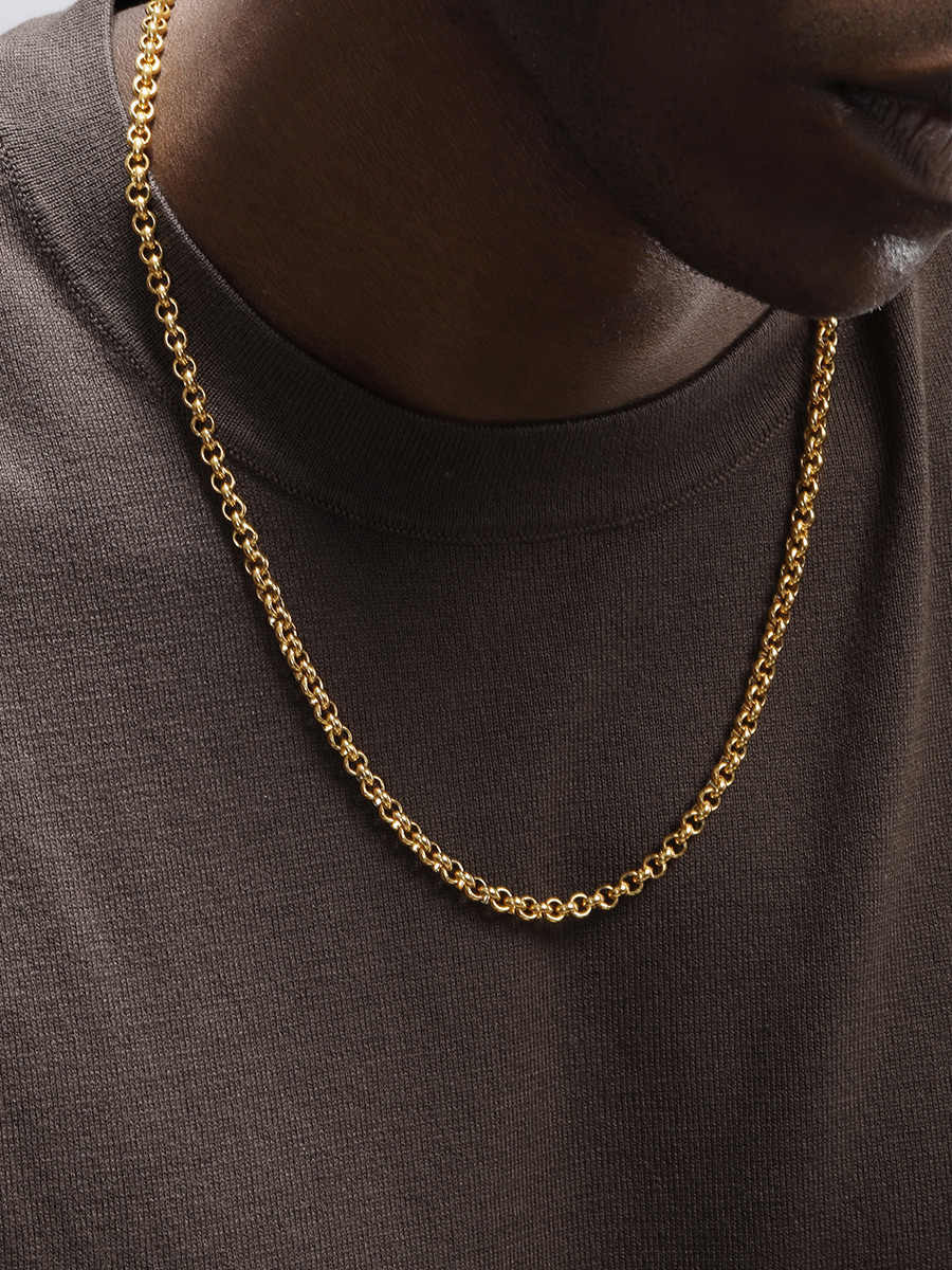 Golden Necklace Male Hip Hop Titanium Steel