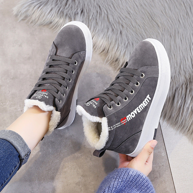Winter Velvet High Top Sneakers With Warm Plush Lining