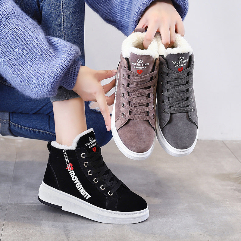 Winter Velvet High Top Sneakers With Warm Plush Lining