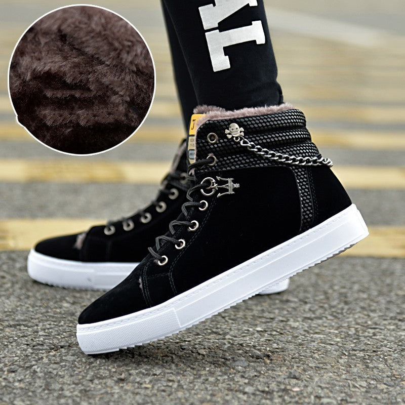 Casual Mens Fleece Lined Suede Sneakers Lace Up High Top