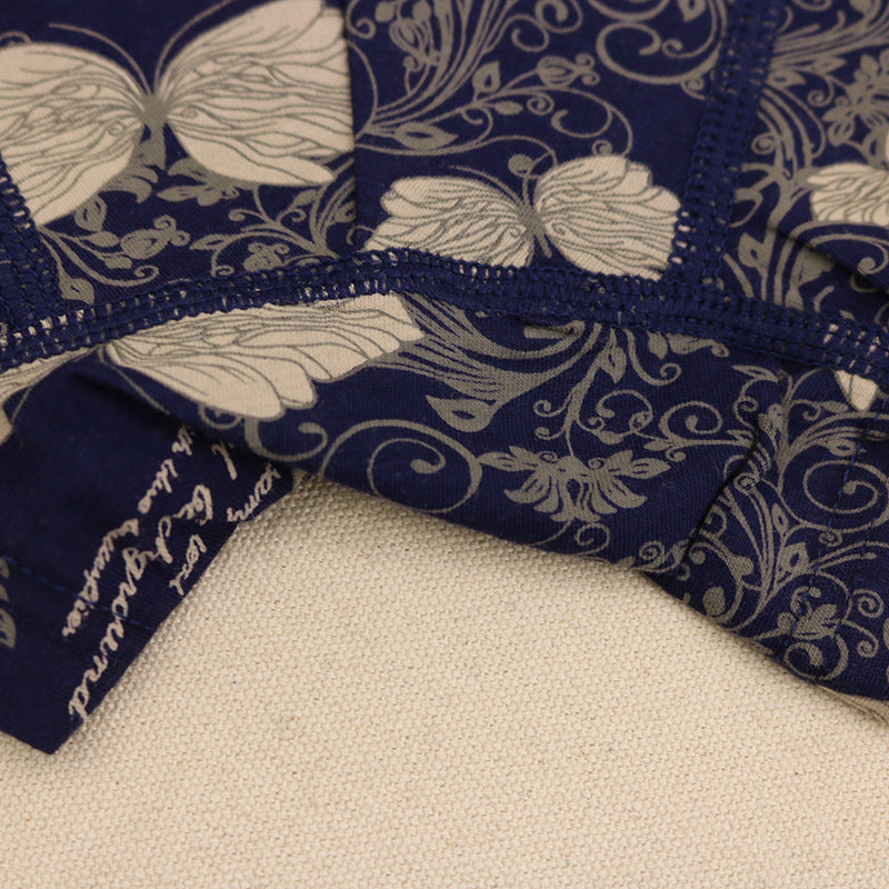95 Percent Cotton Butterfly Print Mens Boxer Briefs