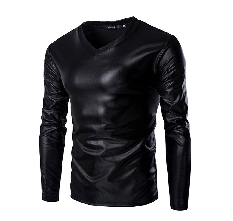 Night Club Trend Metallic Gold Tops Men Veste Homme Fashion V Neck Long Sleeve Lightweight Tees Baseball Bomber 115