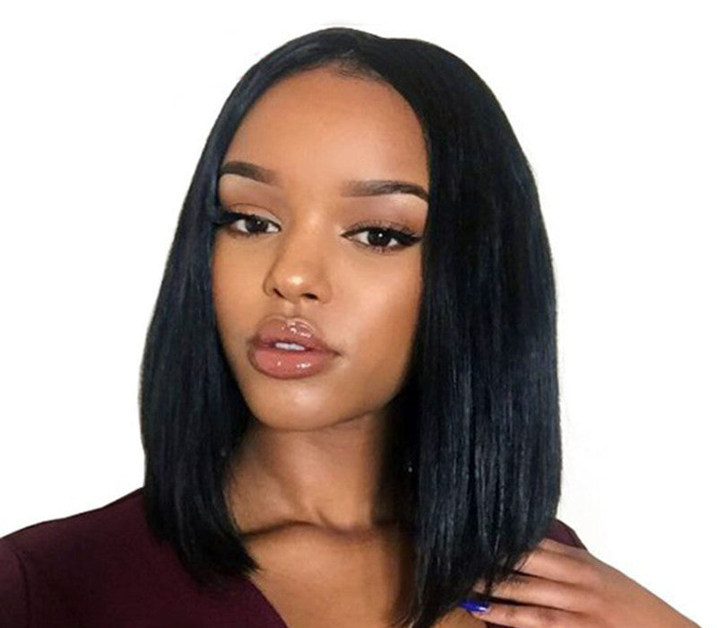 Mid Point Black Straight Hair Hood Women Natural Look