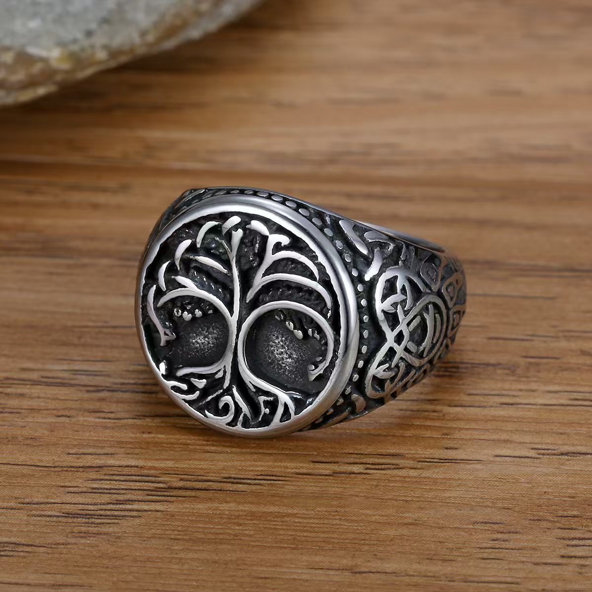 Viking Lucky Tree Stainless Steel Men's Ring