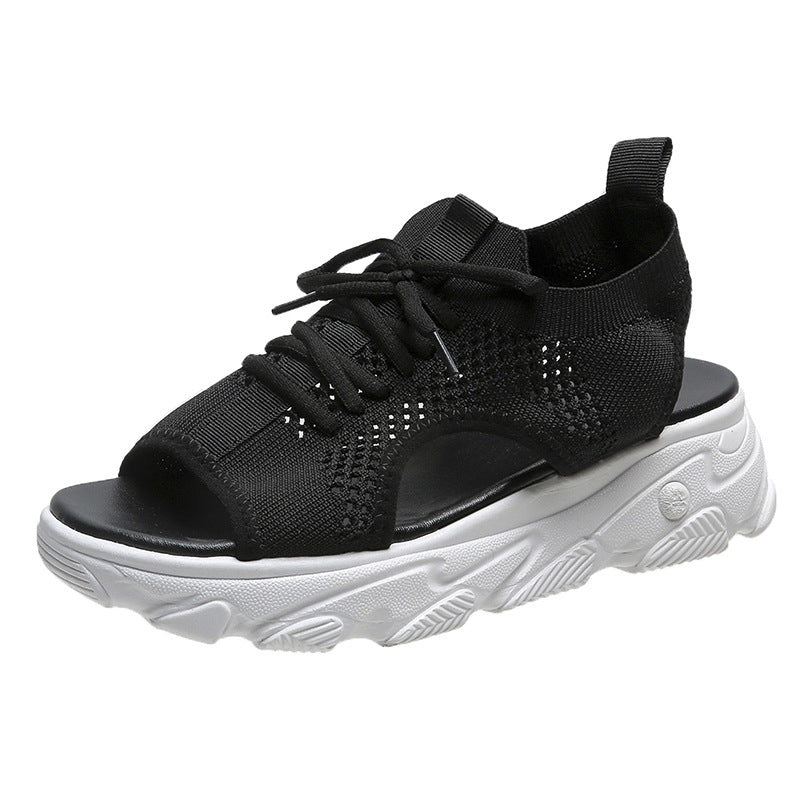 Lace Up Sandals Women Thick Mesh Soft Sole Summer Shoes
